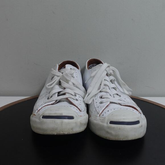 Converse Jack Purcell Shoes Mens Size 7 White Leather Low Top Lace Up Sneakers - Picture 3 of 12